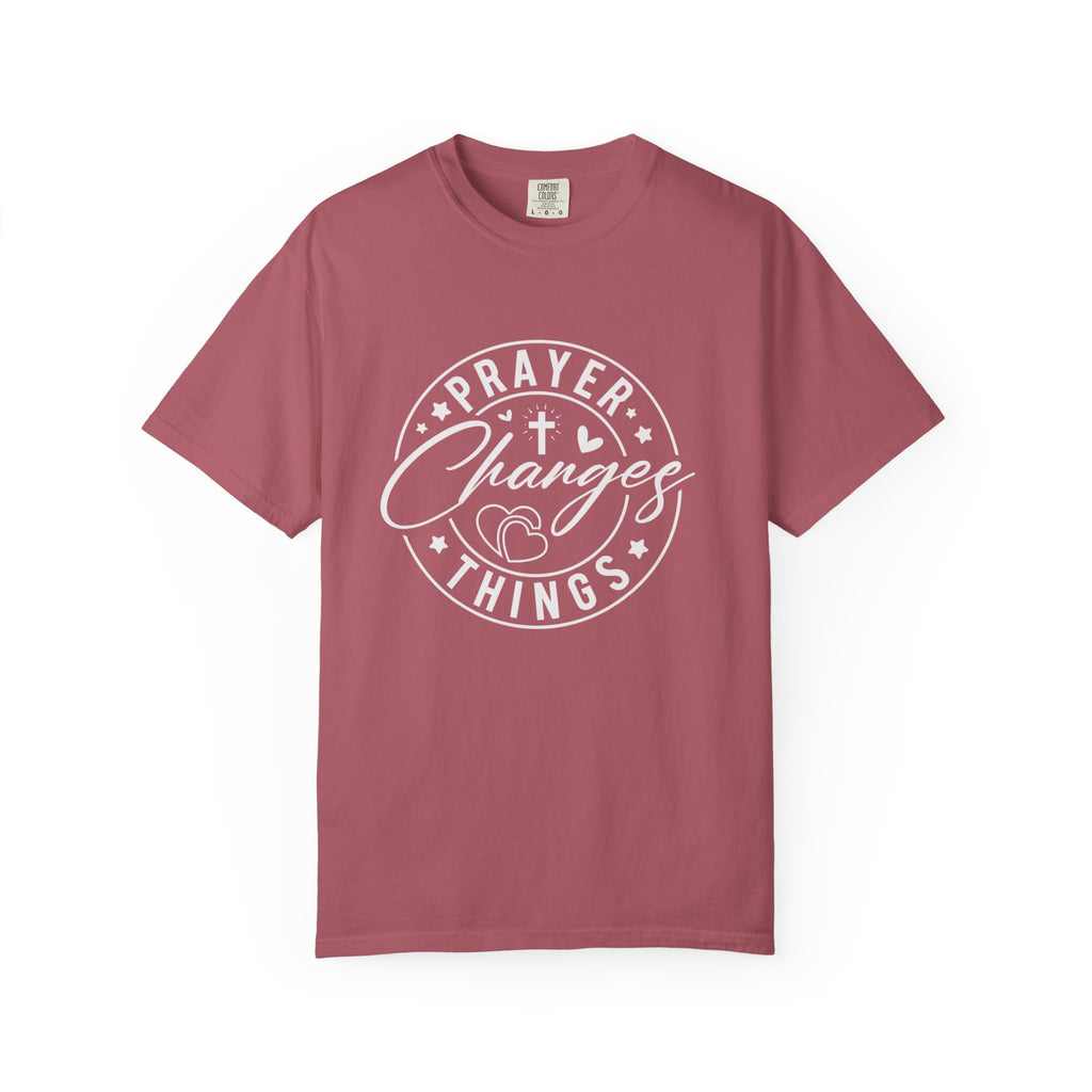 Prayer Changes Lives T-Shirt — Subtle Embossed Faith Graphic
