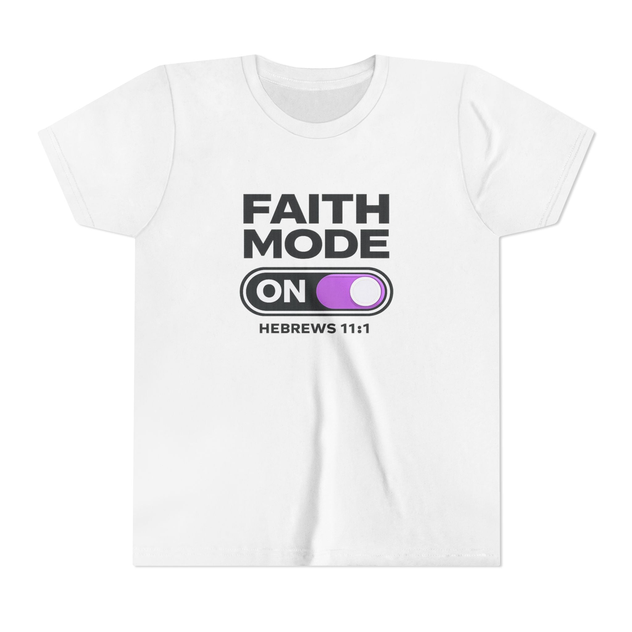 Faith Mode On Youth Tee — Hebrews 11:1 Christian Kids Shirt