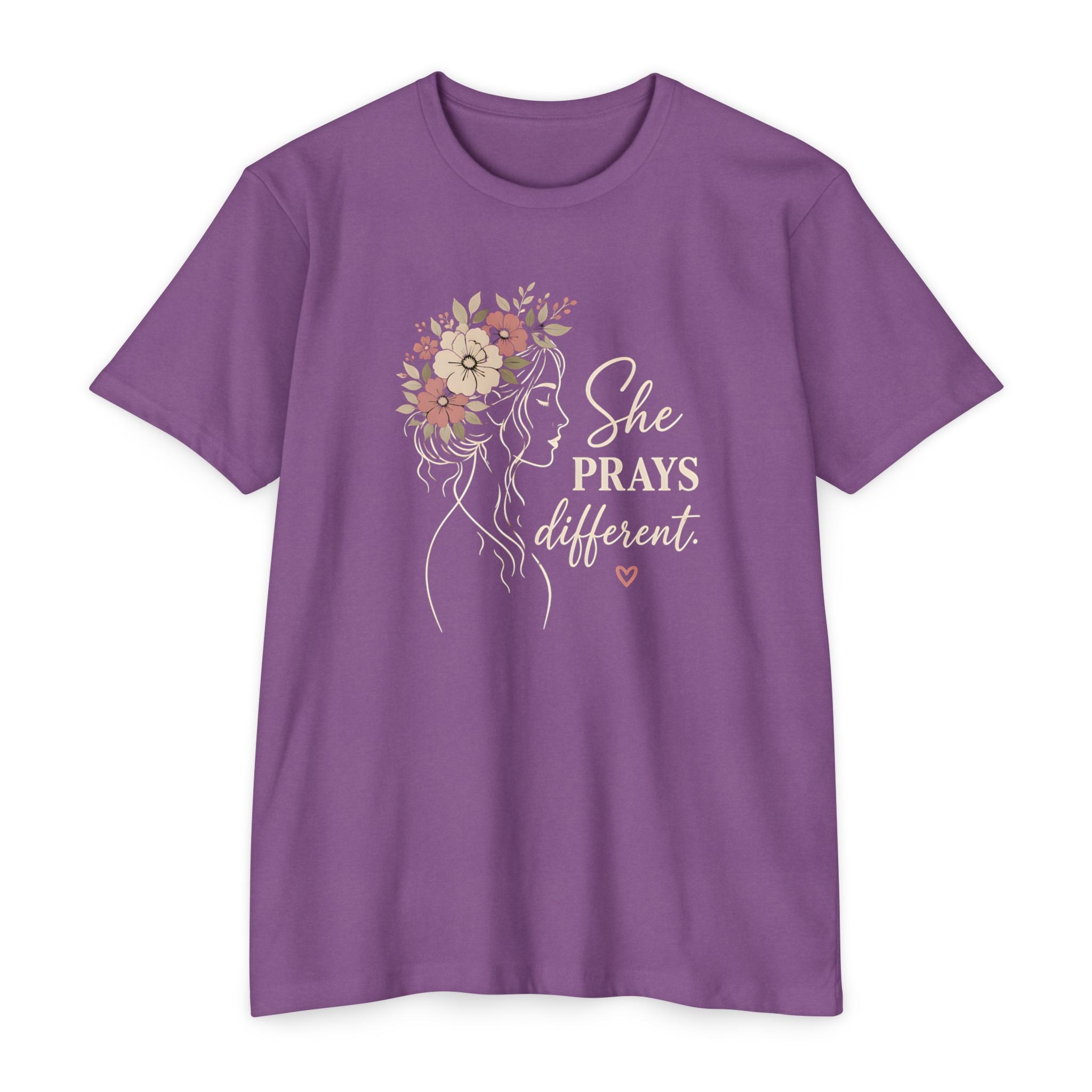 "She Prays Different" Floral Faith Tee