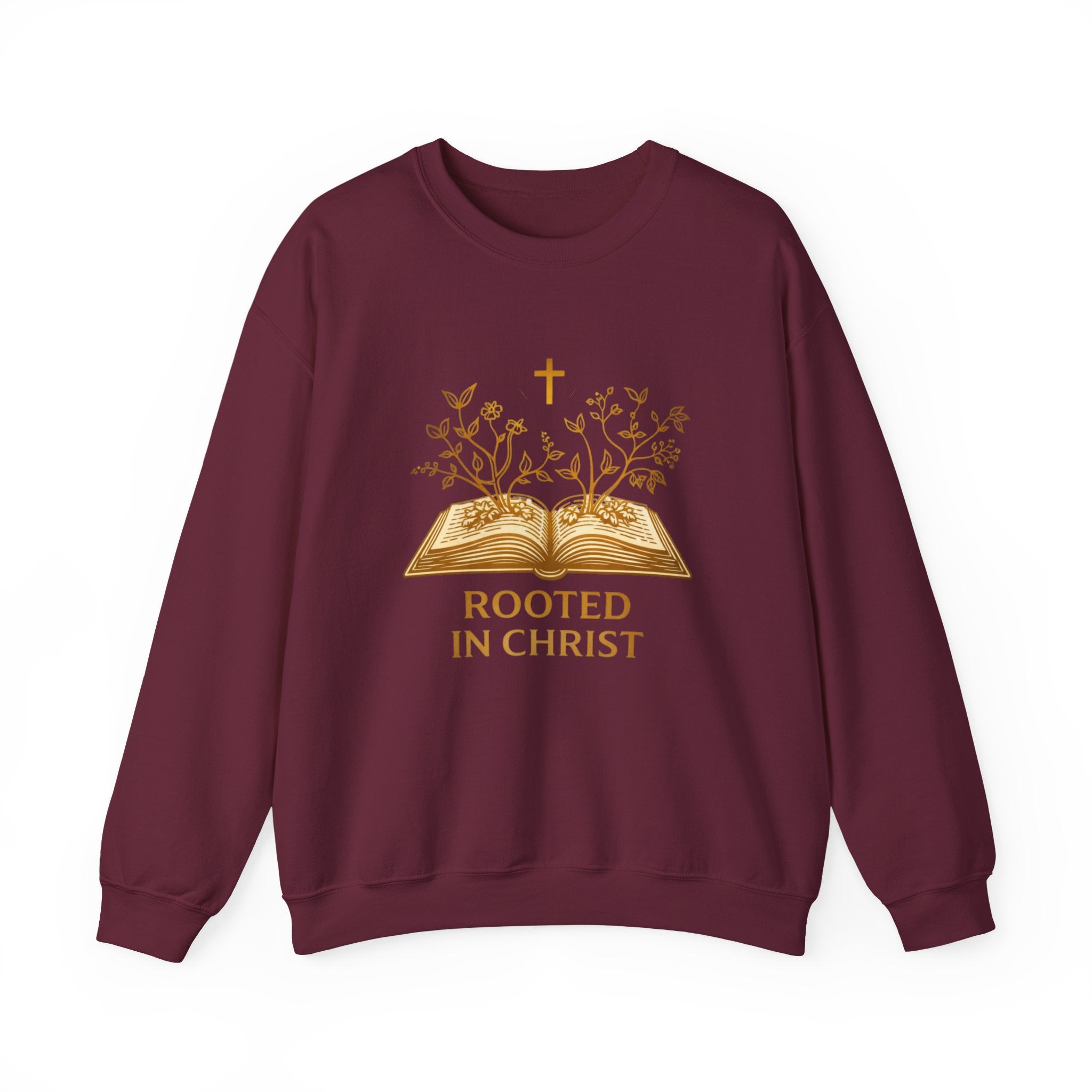Womens Rooted in Christ Sweatshirt — Christian Faith Bible Graphic Crewneck