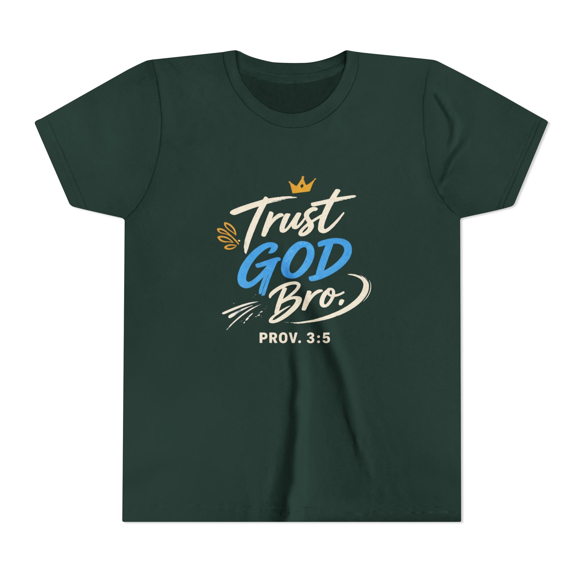 Boys Trust God Bro Youth Tee – Prov. 3:5 Faith Graphic Shirt