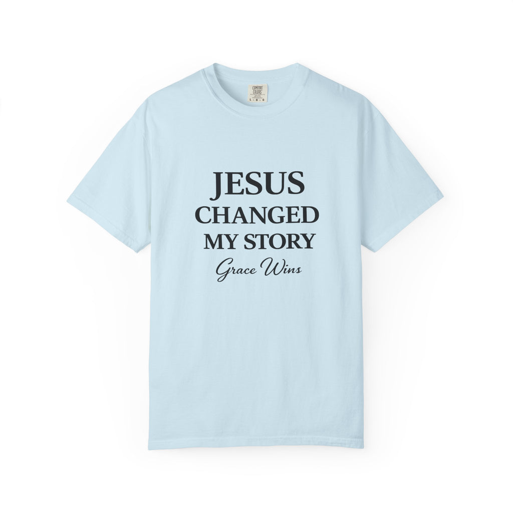 Christian T-Shirt — "Jesus Changed My Story" Inspirational Graphic Tee