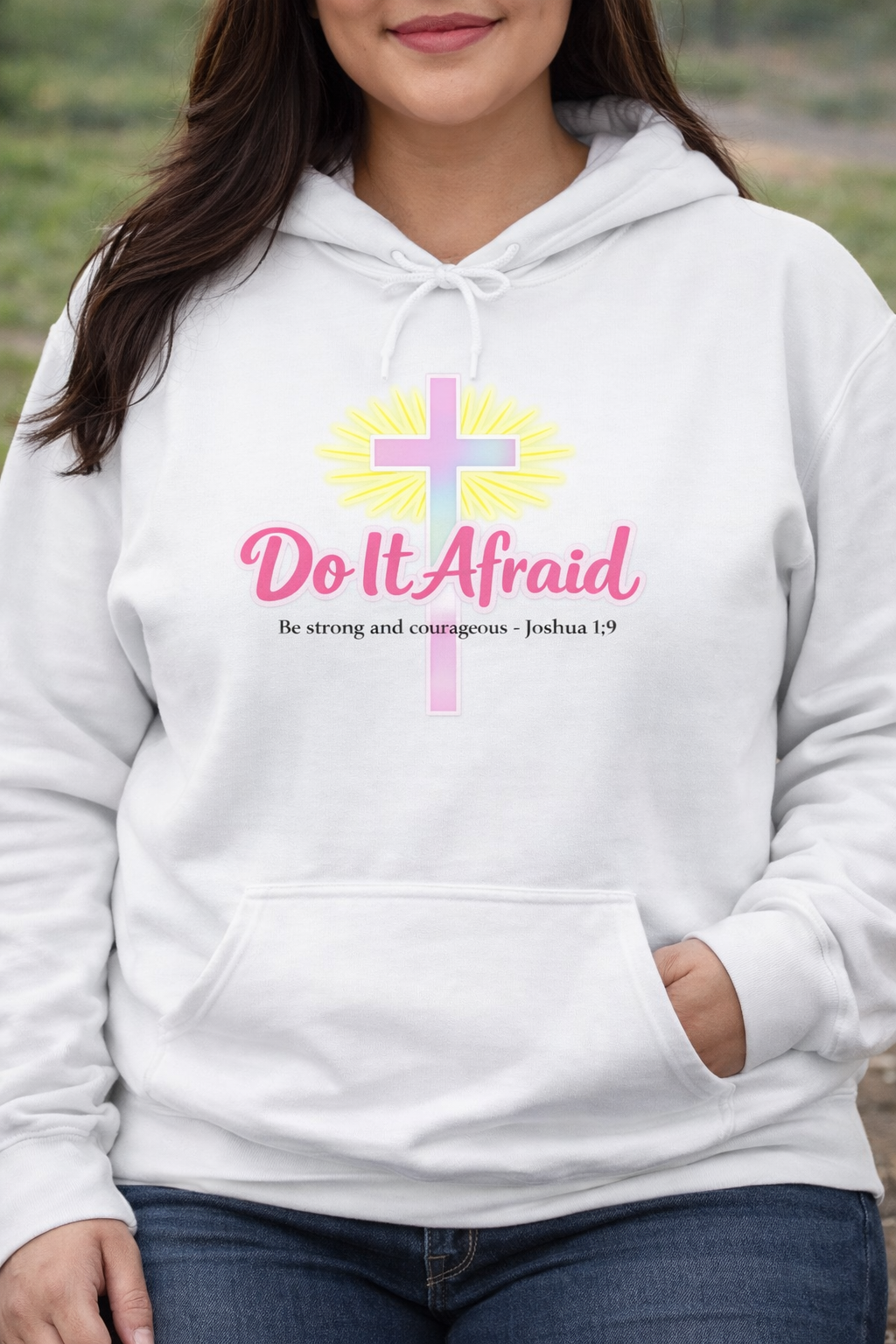 Women's Do It Afraid Cross Hoodie — Inspirational Christian Faith Hoodie