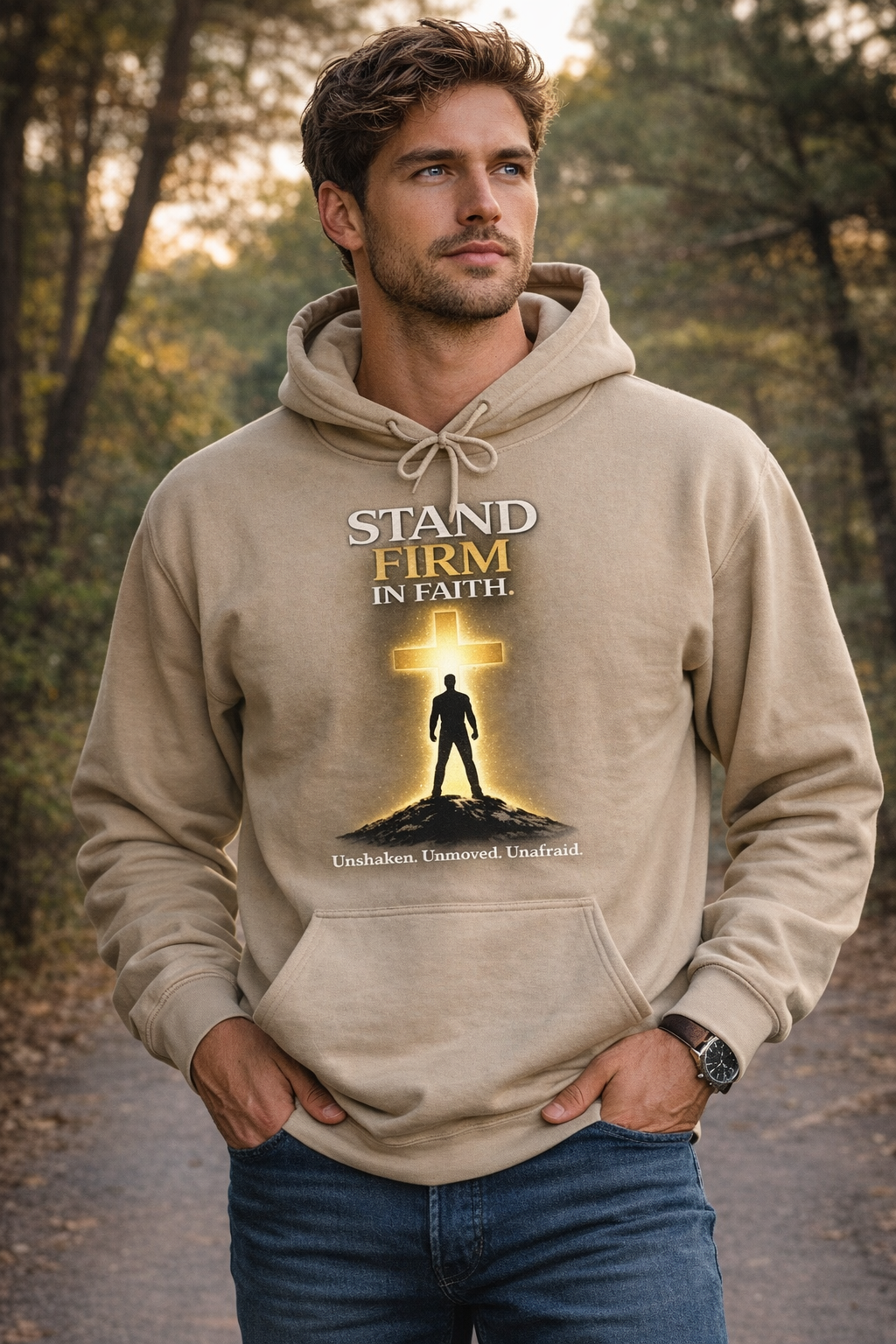 Men Stand Firm In Faith Hoodie — Christian Inspirational Hooded Sweatshirt