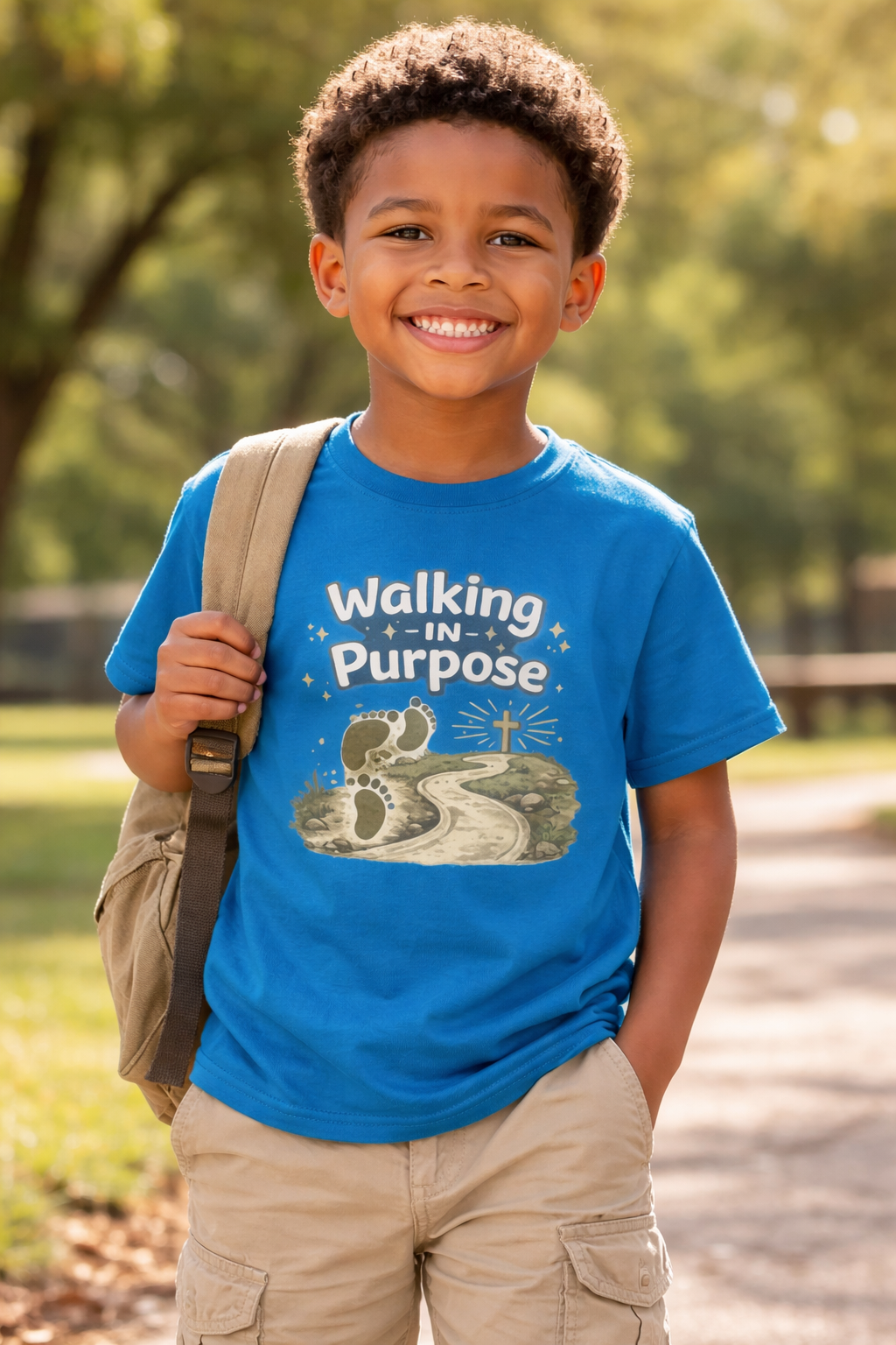 Kids Tee — "Walking in Purpose" Inspirational Christian Kids T-Shirt