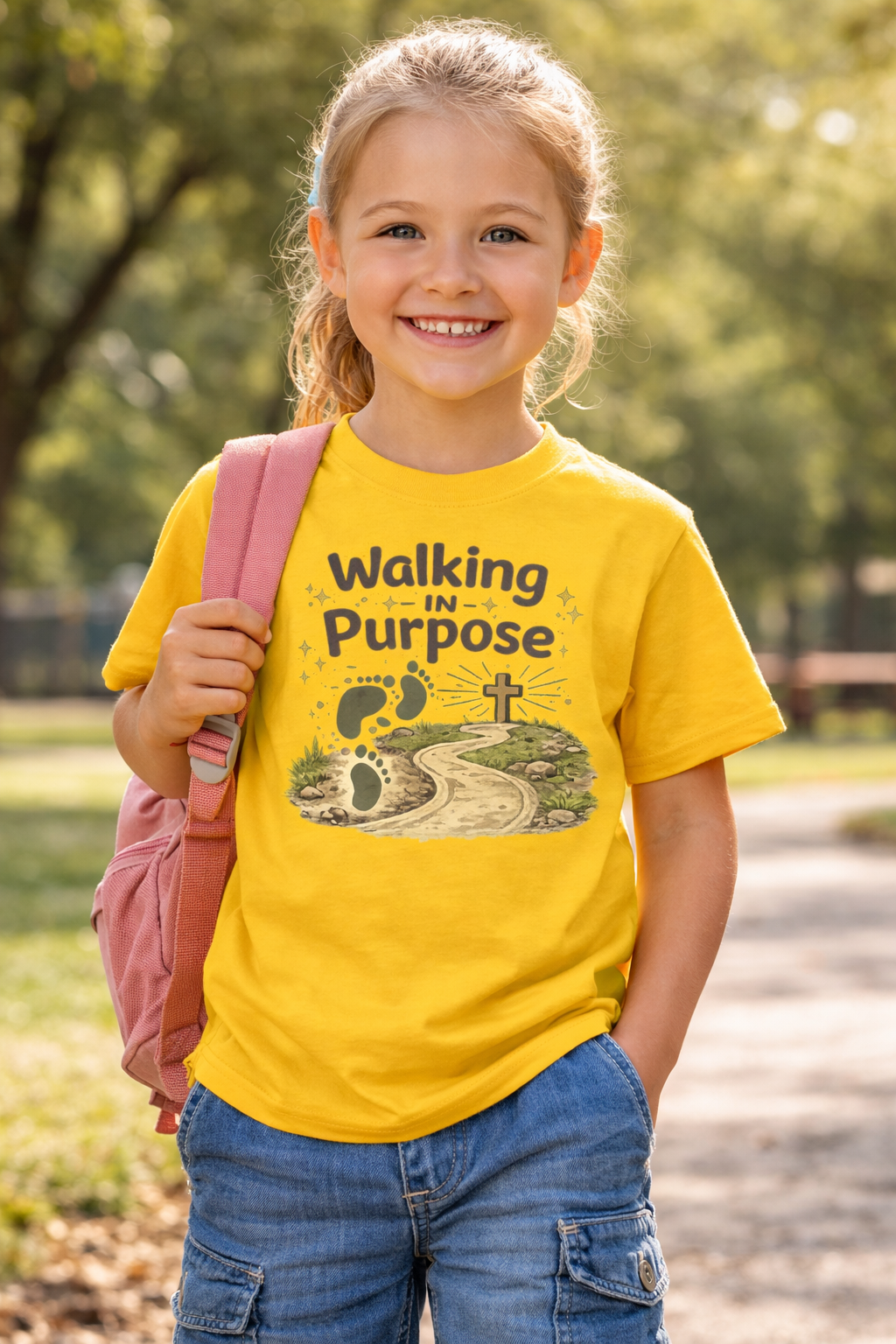 Kids Tee — "Walking in Purpose" Inspirational Christian Kids T-Shirt