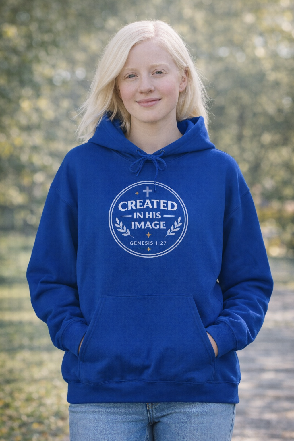 Womens Created in His Image Hoodie — Christian Faith Hooded Sweatshirt