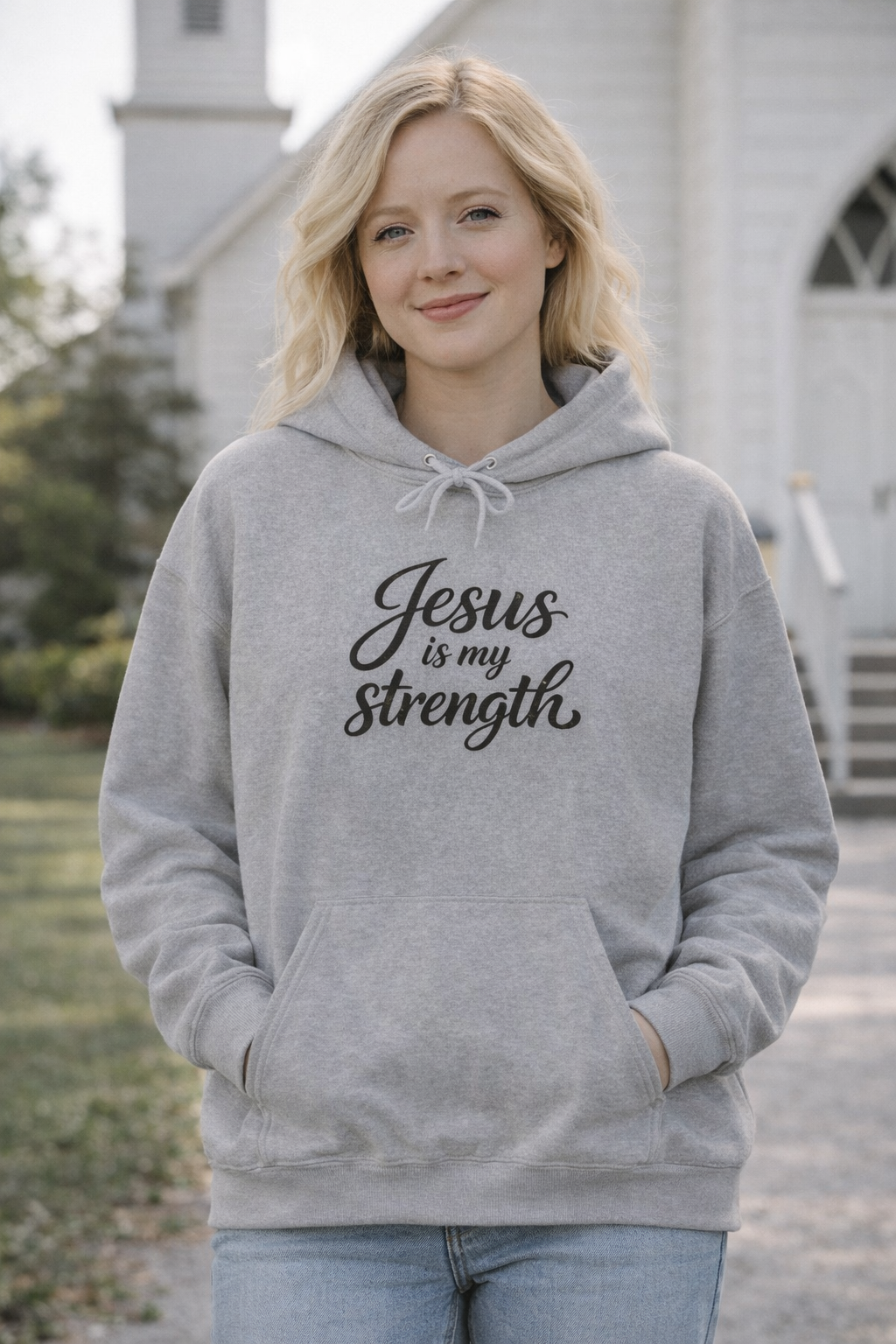 Womens "Jesus is My Strength" Heavy Blend™ Hooded Sweatshirt
