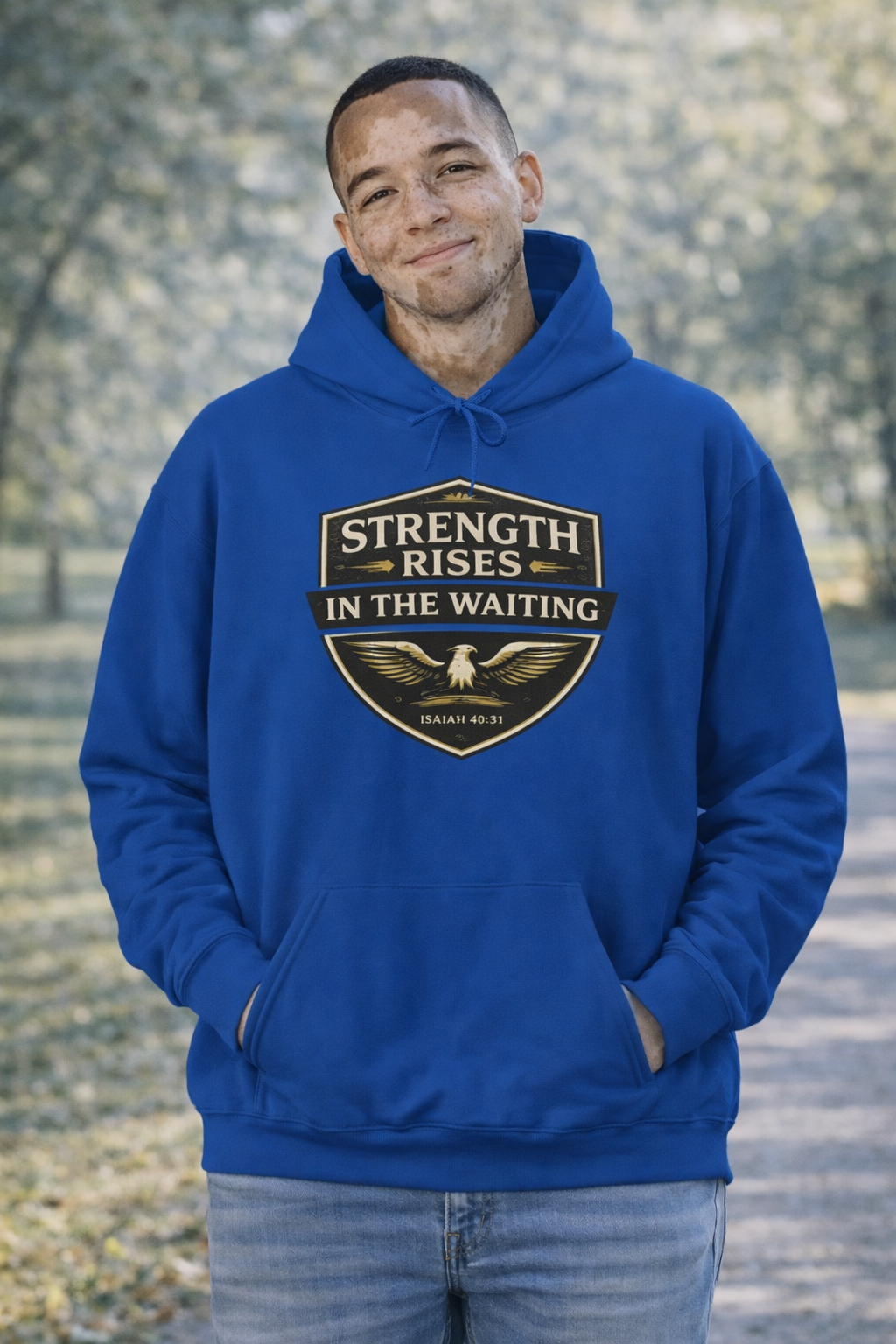 Mens Strength Rises Hoodie — Inspirational Fitness & Recovery Sweatshirt
