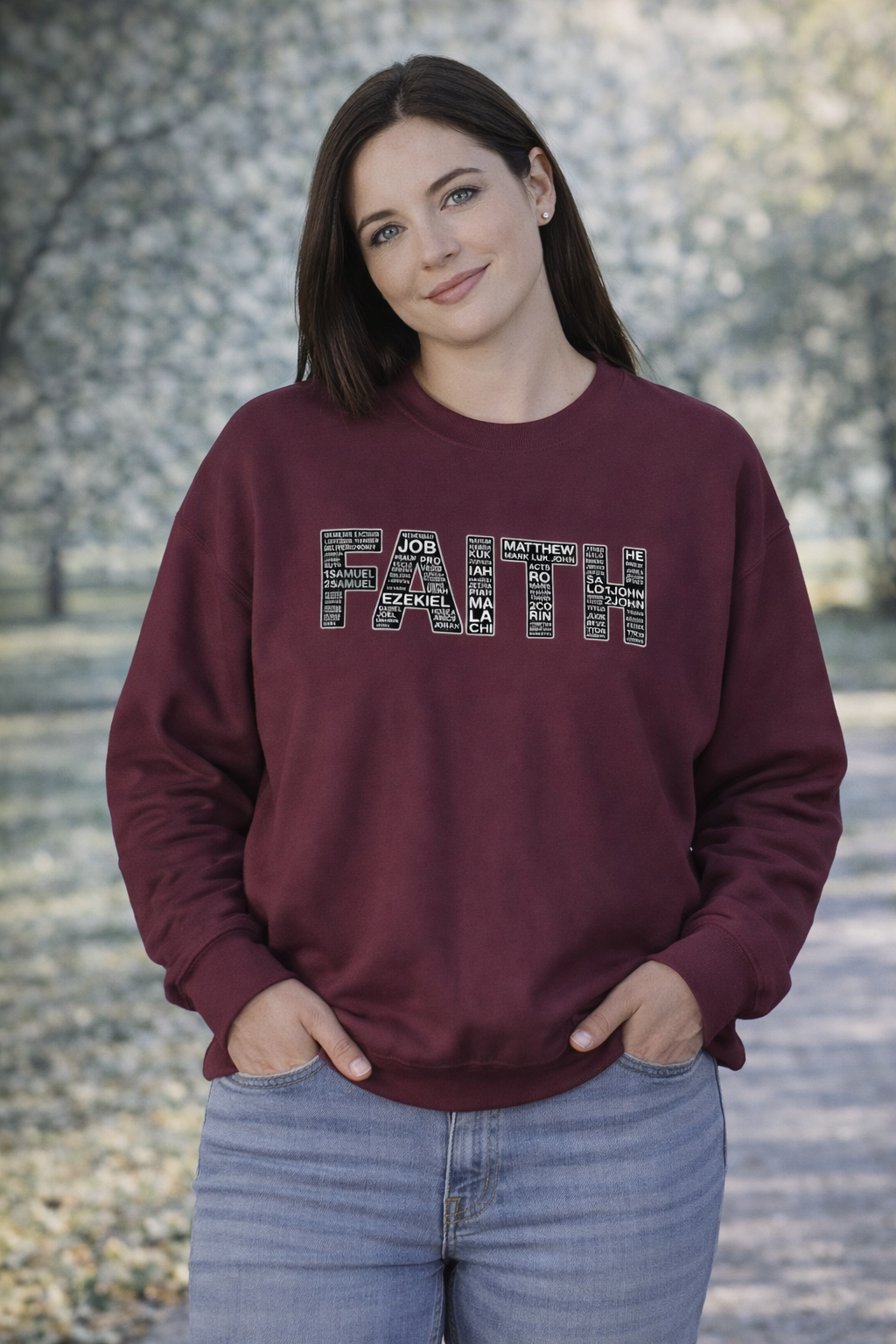 Womens Faith Graphic Sweatshirt  Inspirational Faith Crewneck