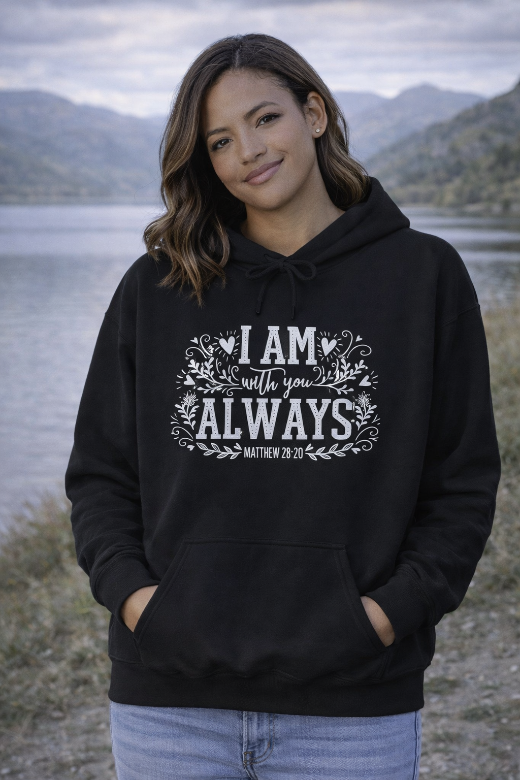 Womens I Am Always With You Hoodie — Comforting Memorial Hoodie with Heart & Script Design