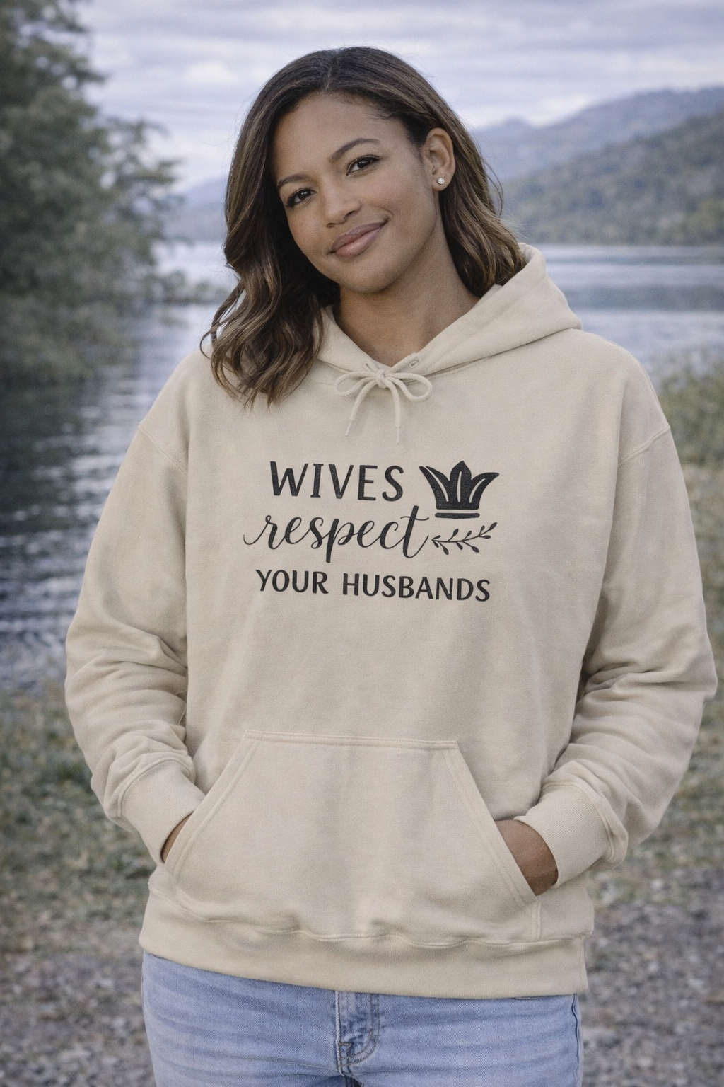 Womens Hoodie  "Wives Respect Your Husbands" Faith-Based Christian Message Hoodie