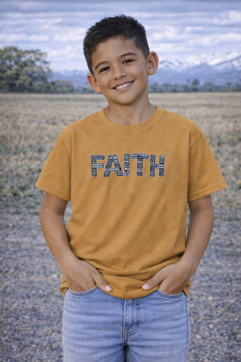 Boys 'FAITH' Graphic Tee — Inspirational Christian Youth Shirt
