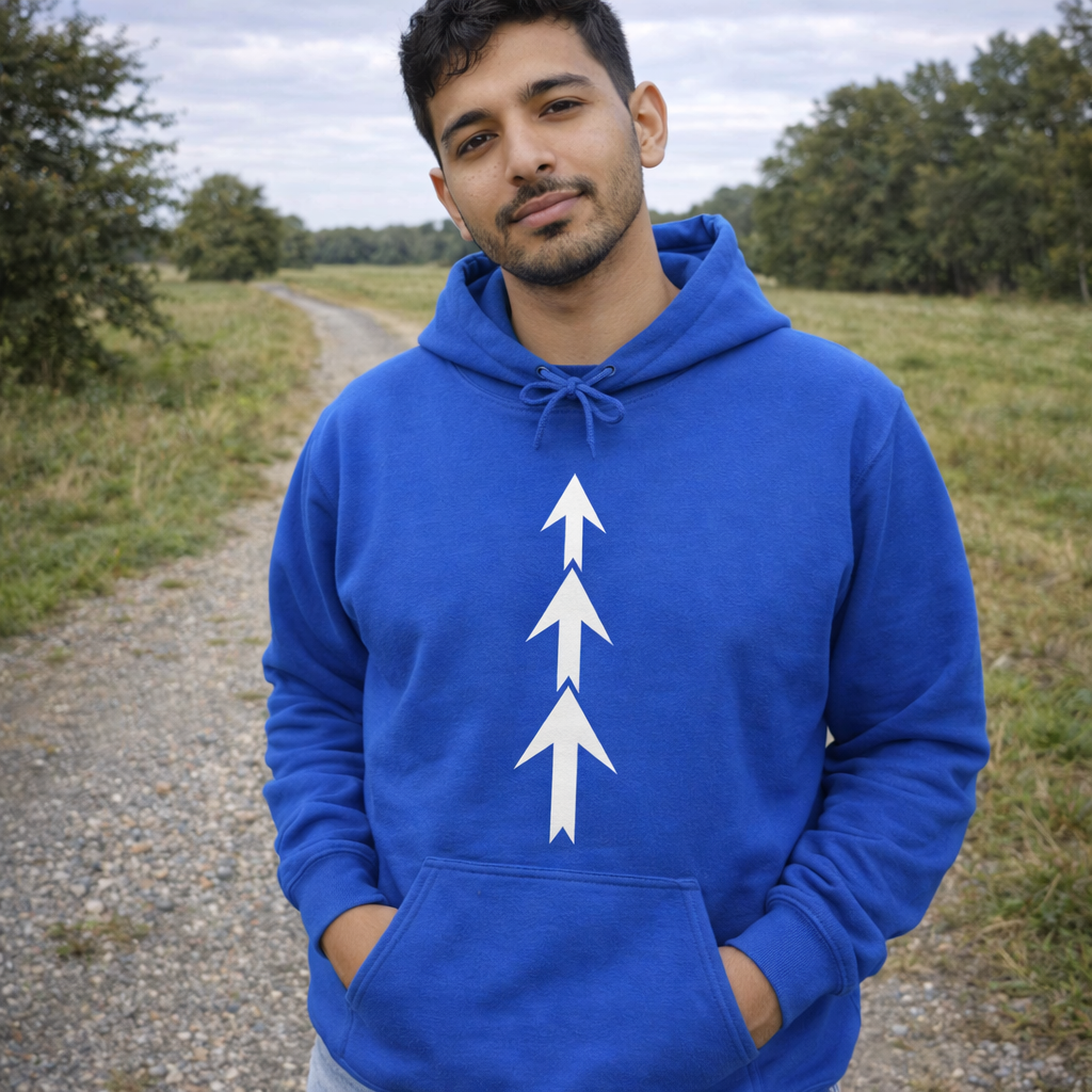 Mens Arrow Trio Hoodie Minimalist Vertical Arrow Graphic Sweatshirt