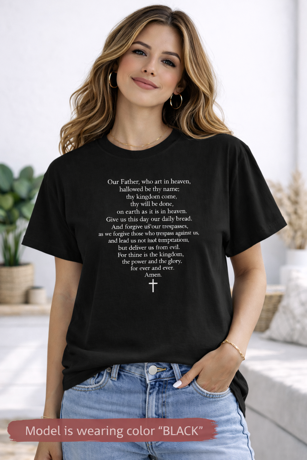 Lord's Prayer text T-shirt | Christian scripture tee
