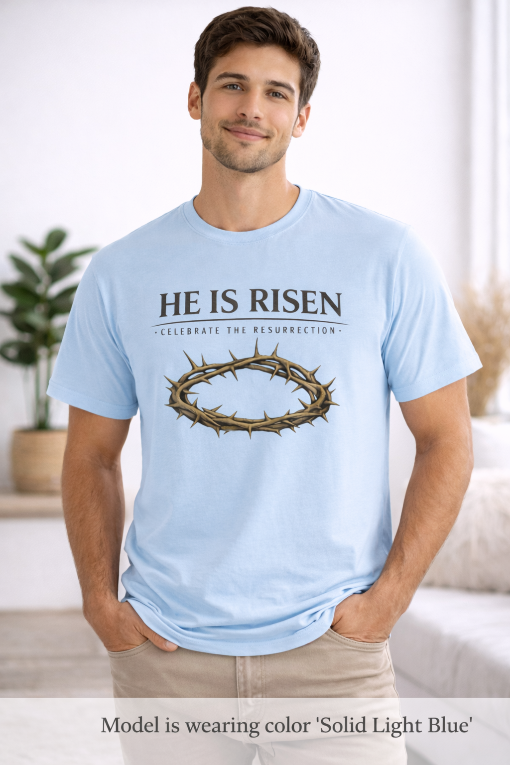 Mens " He is Risen " Christian T-Shirt | Next Level Brand