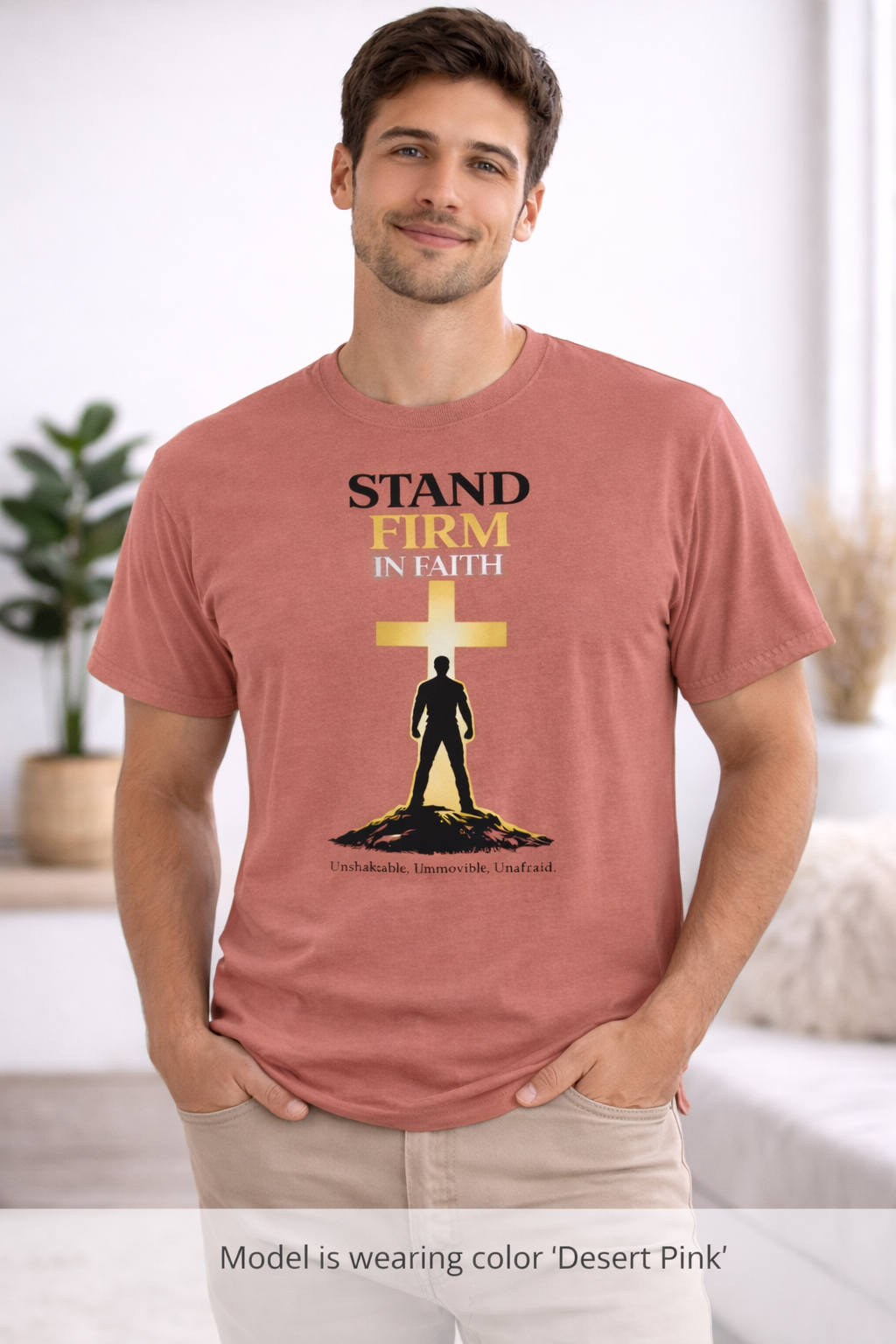 Stand Firm In Faith T-Shirt | Christian Cross Design