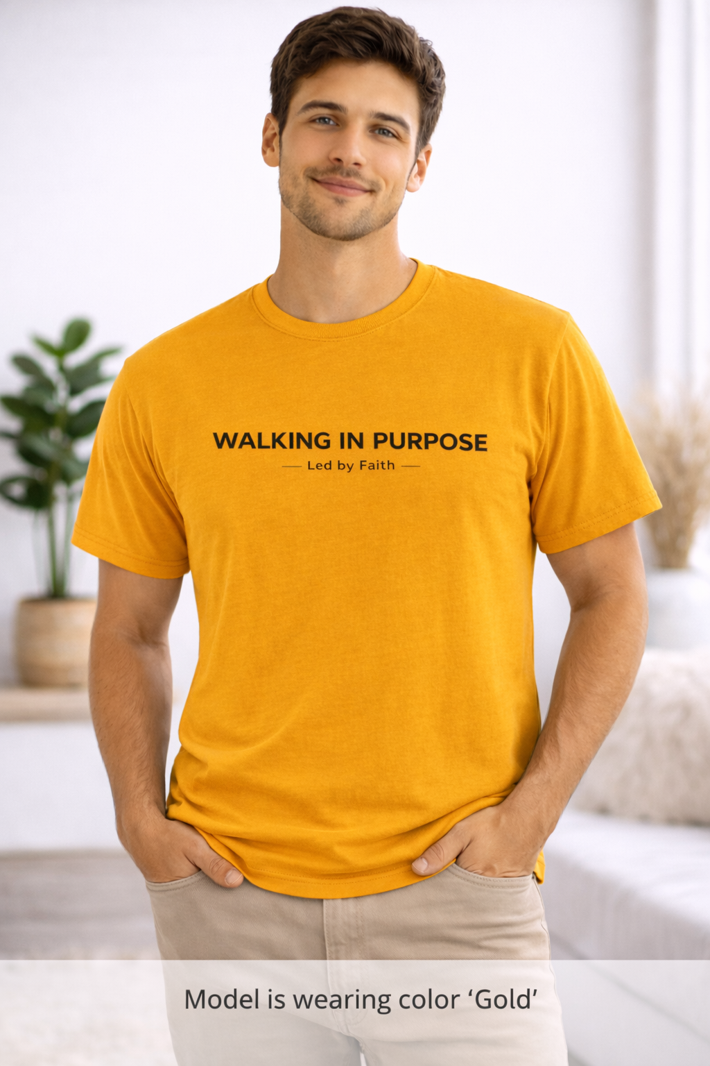 Walking in Purpose Led By Faith Cotton Tee Christian T-shirt Faith Inspired| Wearing your Faith