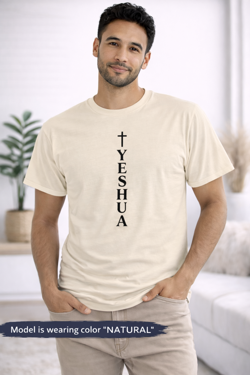Yeshua Vertical Cross Tee | Christian Faith Shirt