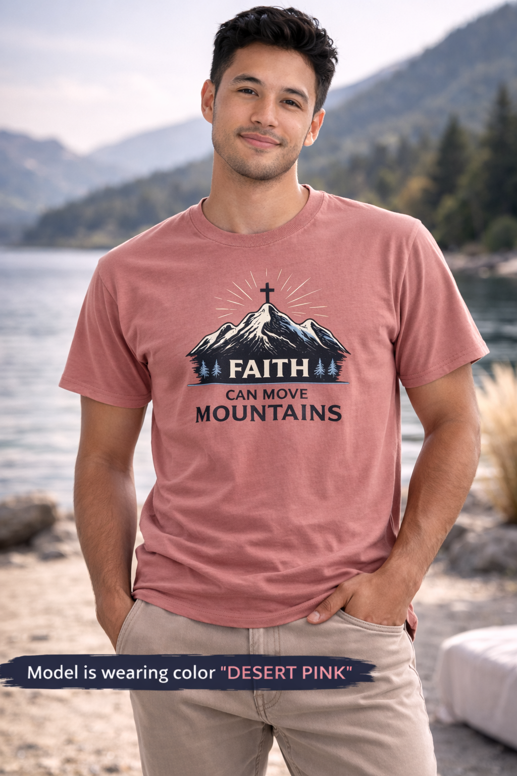 Faith Can Move Mountains T-Shirt | Christian Mountain Cross Tee
