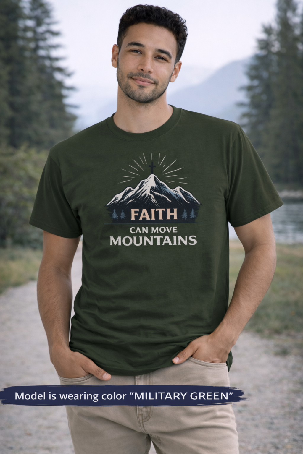 Faith Can Move Mountains T-Shirt | Mountain Graphic Tee, Inspirational Christian Shirt