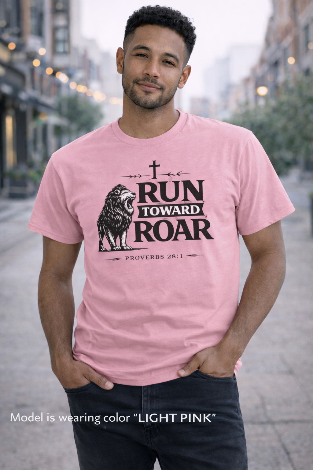 Run Toward Roar Lion Tee | Christian Scripture Proverbs 28:1 Shirt