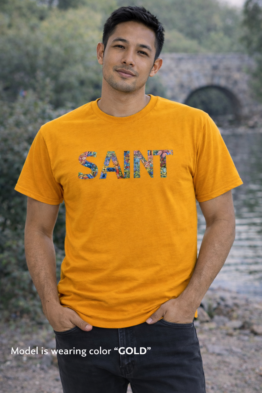 SAINT floral letters T-Shirt | Botanical Typography Tee
