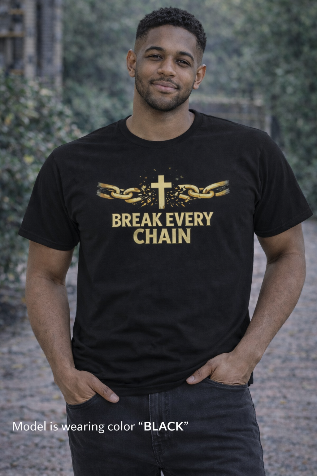 Break Every Chain T-Shirt | Cross with Broken Chains, Christian Faith Tee