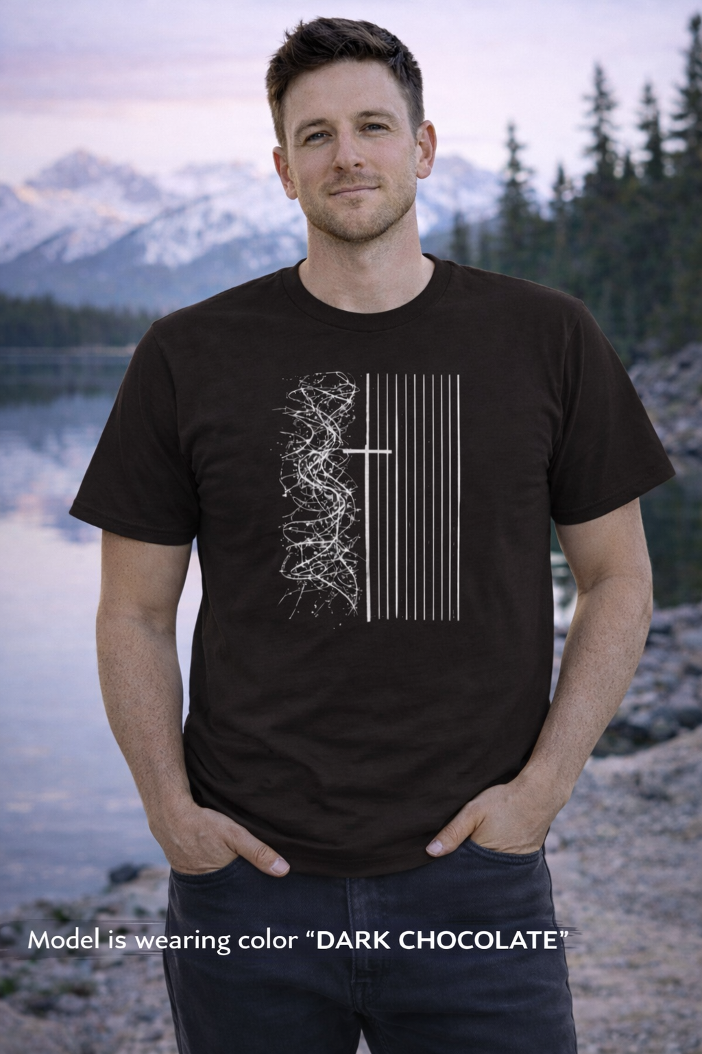 Floral Skull Flag Tee | Grunge American Flag T-Shirt, Vertical Skull & Flowers Design