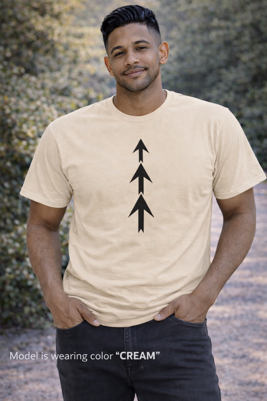 Triple Arrow Vertical Tee | Minimal Geometric Arrow Shirt