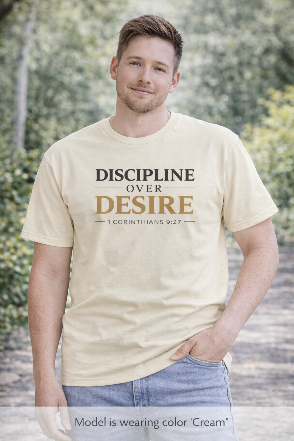 Discipline Over Desire Tee — Inspirational Christian Faith T-Shirt (1 Corinthians 9:27)