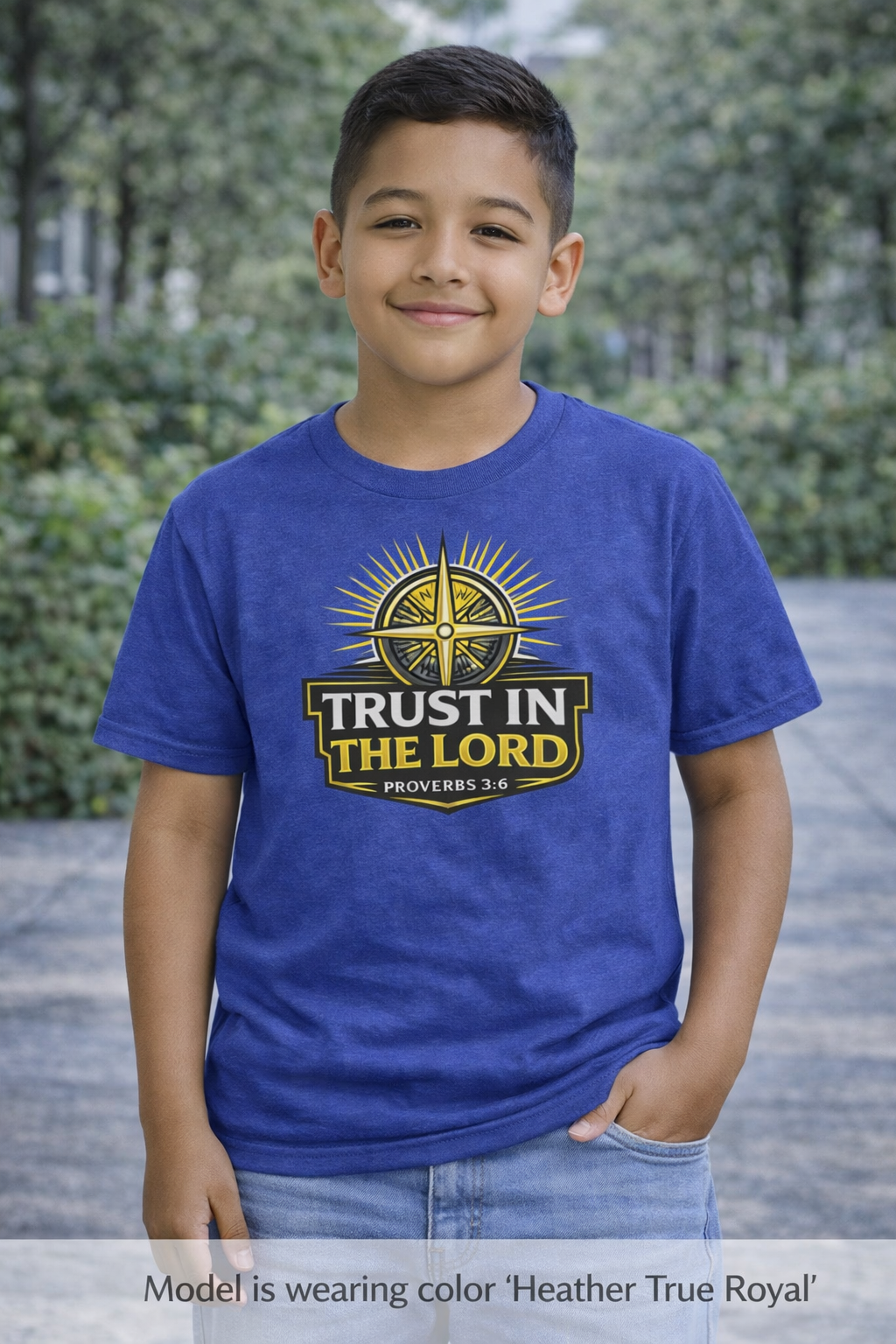 Youth Tee - "Trust in the Lord" Compass Design (Proverbs 3:5-6)
