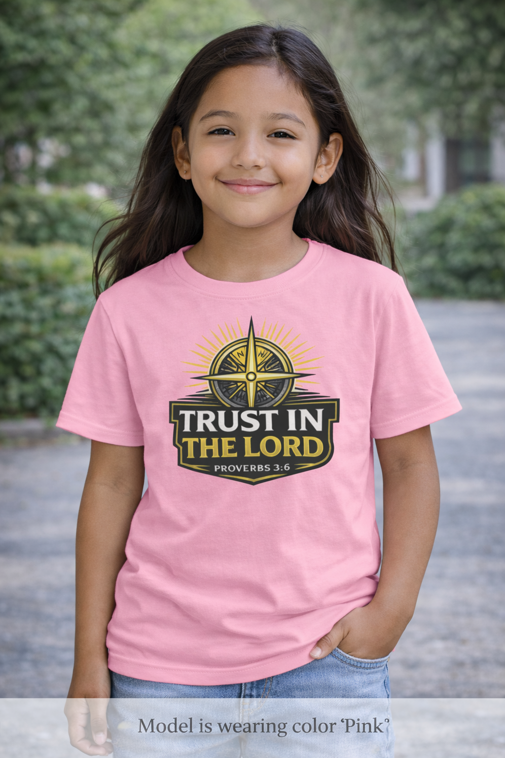 Youth Tee - "Trust in the Lord" Compass Design (Proverbs 3:5-6)