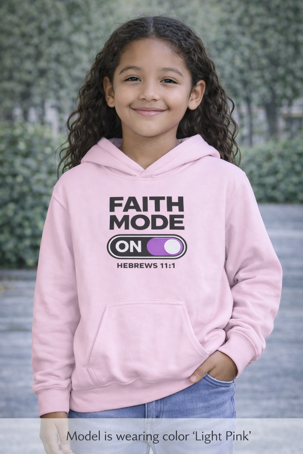 Faith Mode Hoodie - "Faith Mode On" Youth Christian Pullover (Hebrews 11:1)
