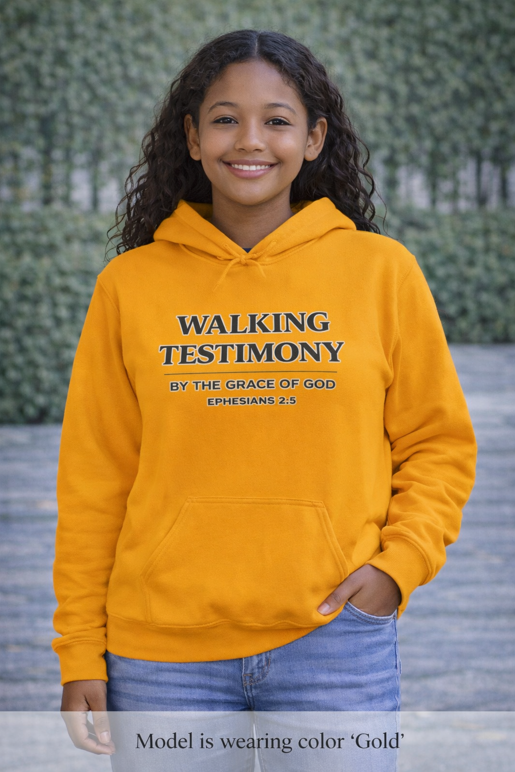 Walking Testimony Hoodie - "By the Grace of God" Ephesians 2:8 Christian Pullover