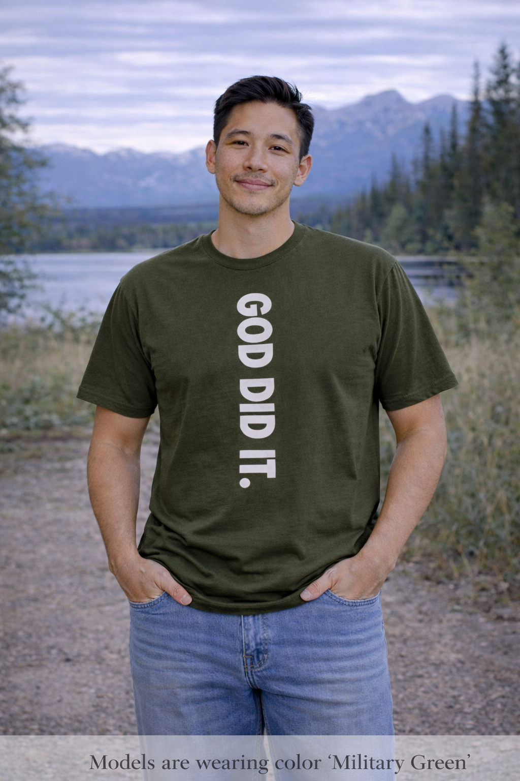 God Did It Tee — Vertical Script Religious Christian T‑Shirt