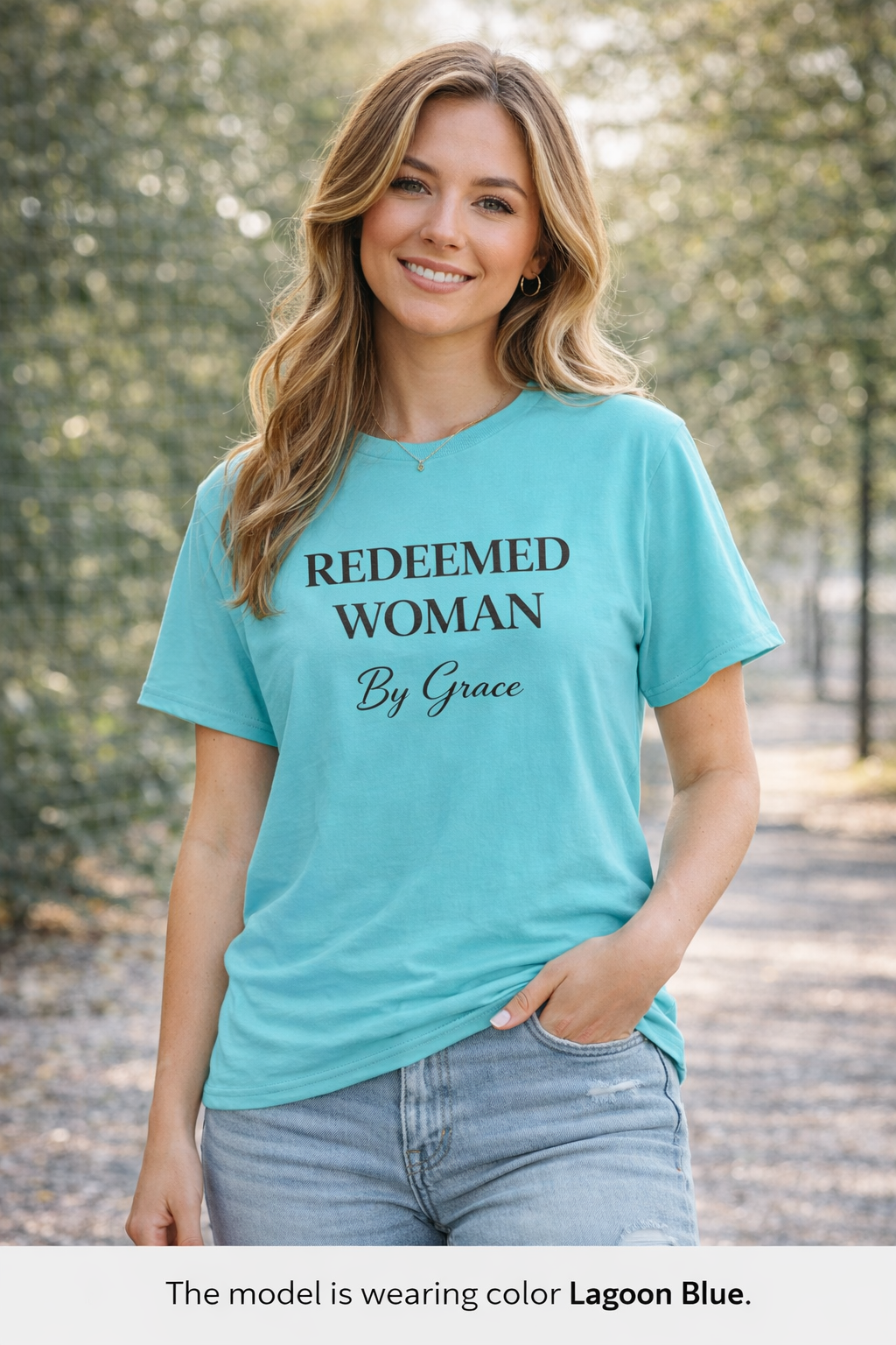 Redeemed Woman T-Shirt — "By Grace" Christian Faith Tee