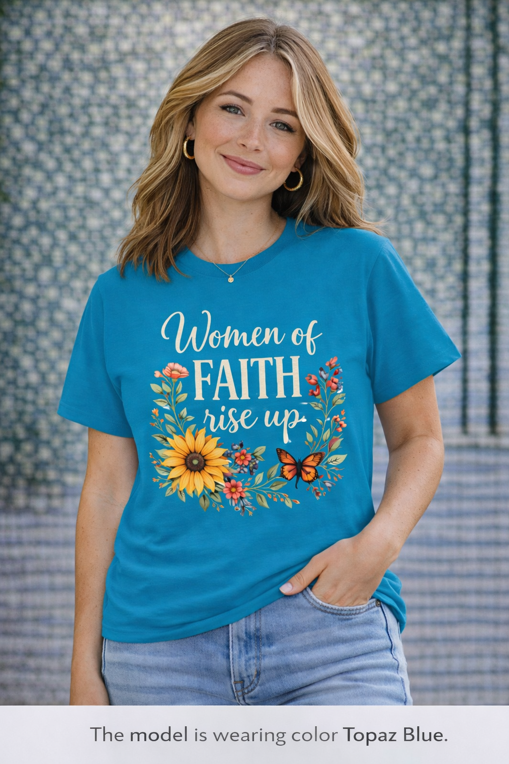 Women of Faith Rise Up T-Shirt — Floral Christian Inspirational Tee