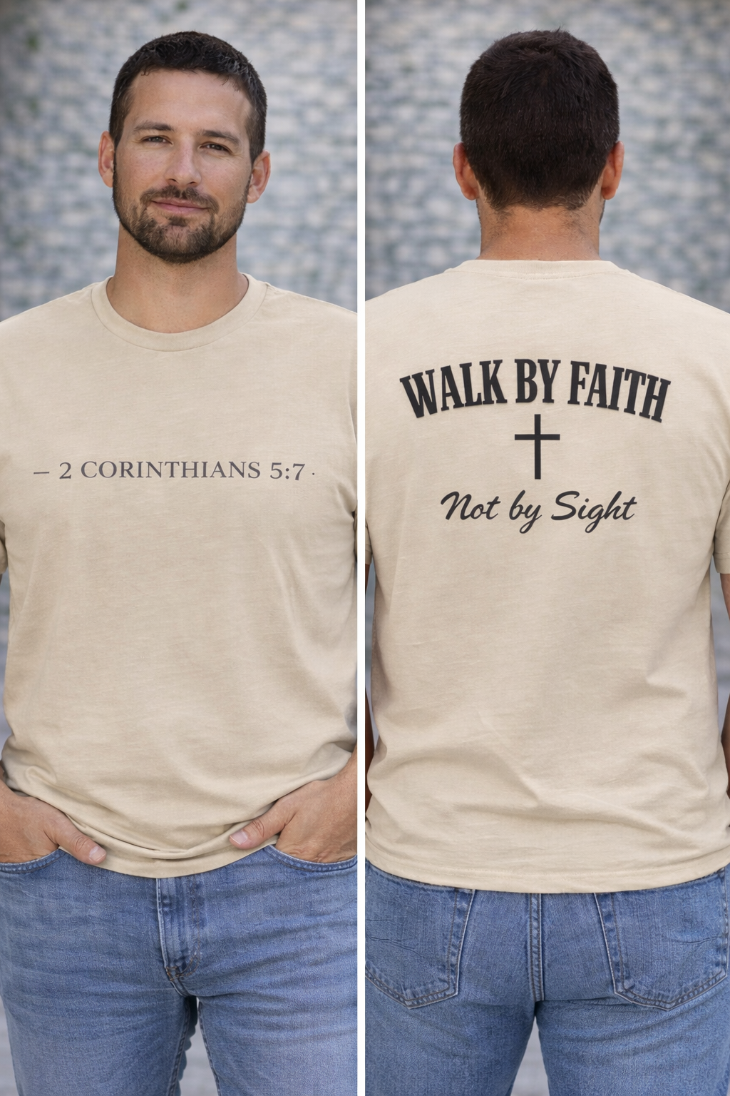 Walk By Faith Tee — 2 Corinthians 5:7 Christian T-Shirt, "Not by Sight" Inspirational Tee