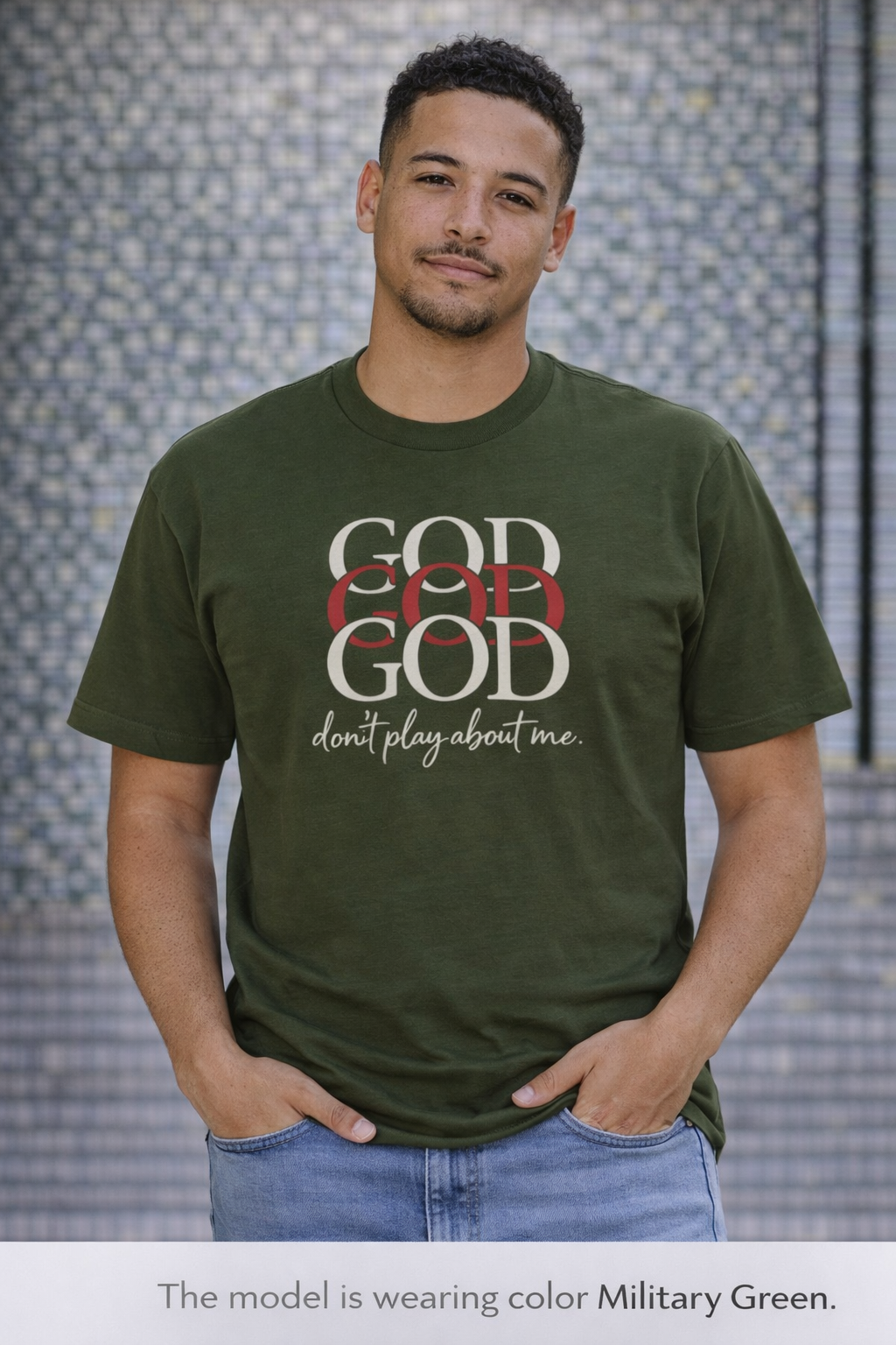 God x3 Graphic Tee — “don’t play about me.” Faith-Inspired Christian T-Shirt
