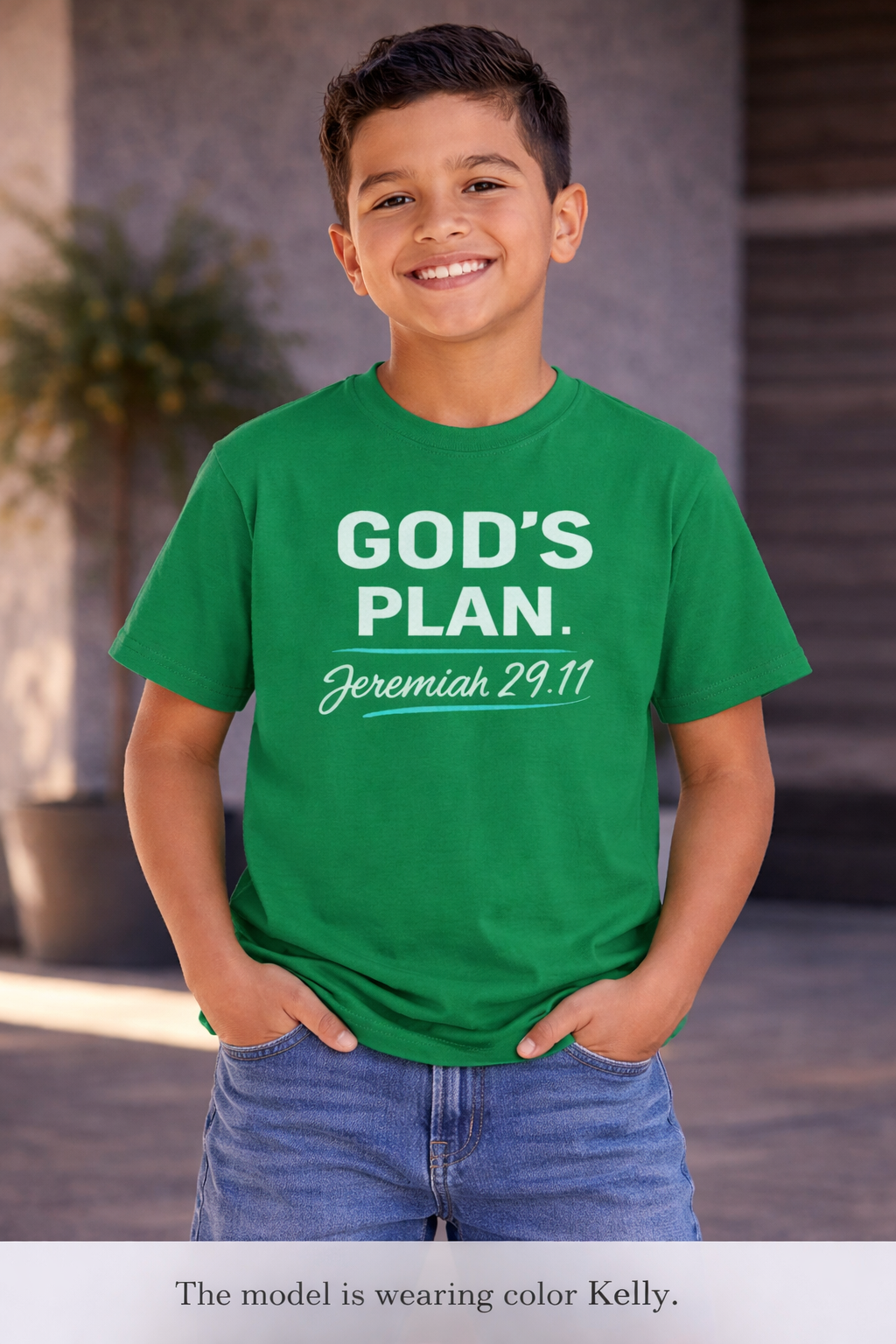 Youth Tee — "God's Plan" Jeremiah 29:11 Christian Faith Shirt
