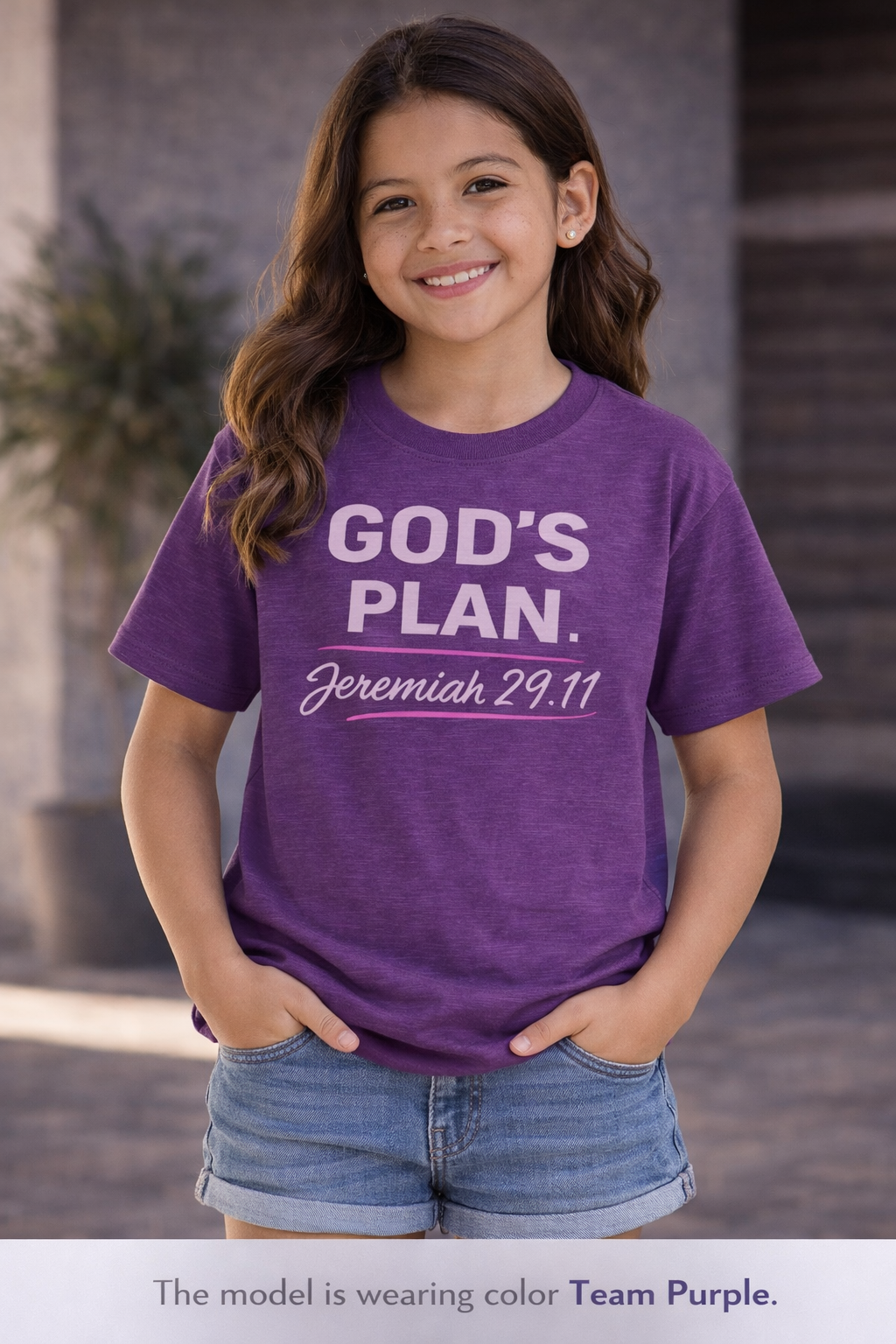 Girls Youth Tee — "God's Plan" Jeremiah 29:11 Christian Faith T-shirt