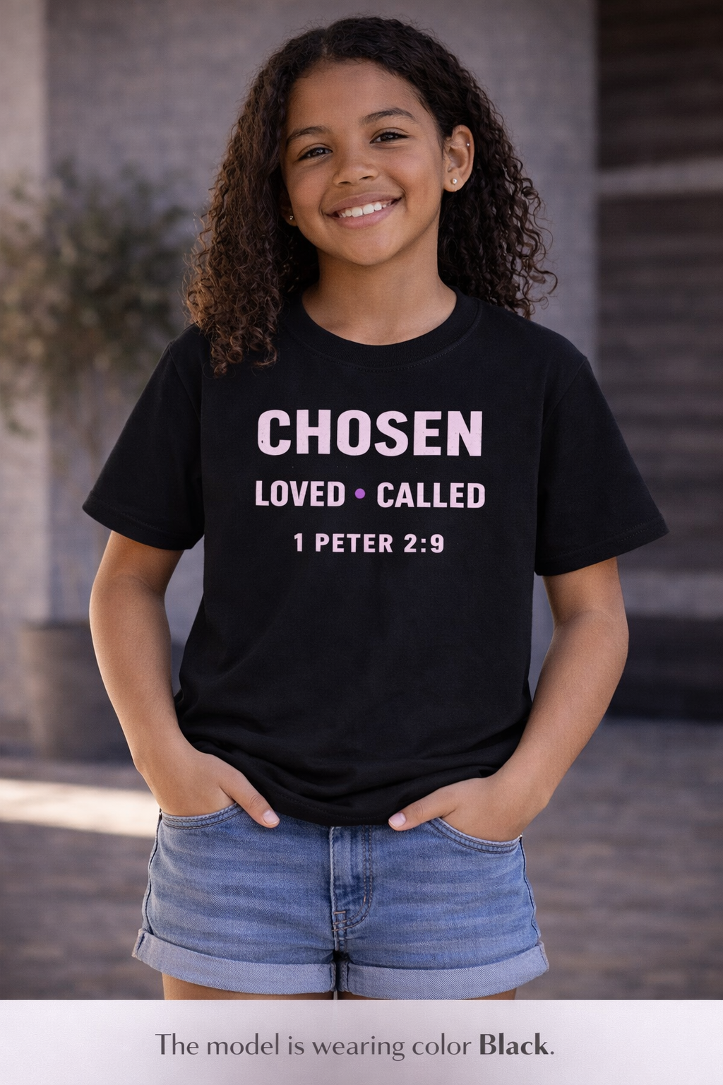 Girls Youth Tee - "CHOSEN Loved • Called" 1 Peter 2:9 Christian Faith Shirt