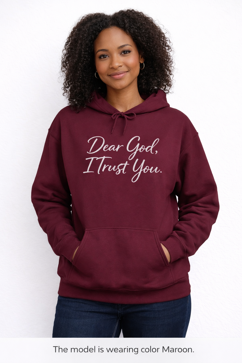 Womens Dear God I Trust You Hoodie — Faith Inspirational Pullover