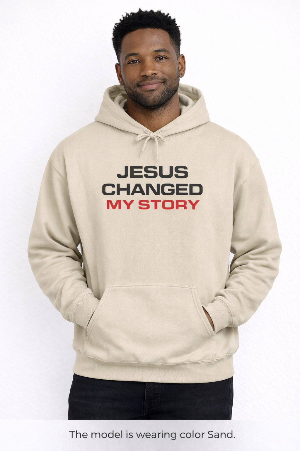 Mens Jesus Changed My Story Hoodie — Christian Faith Inspirational Pullover