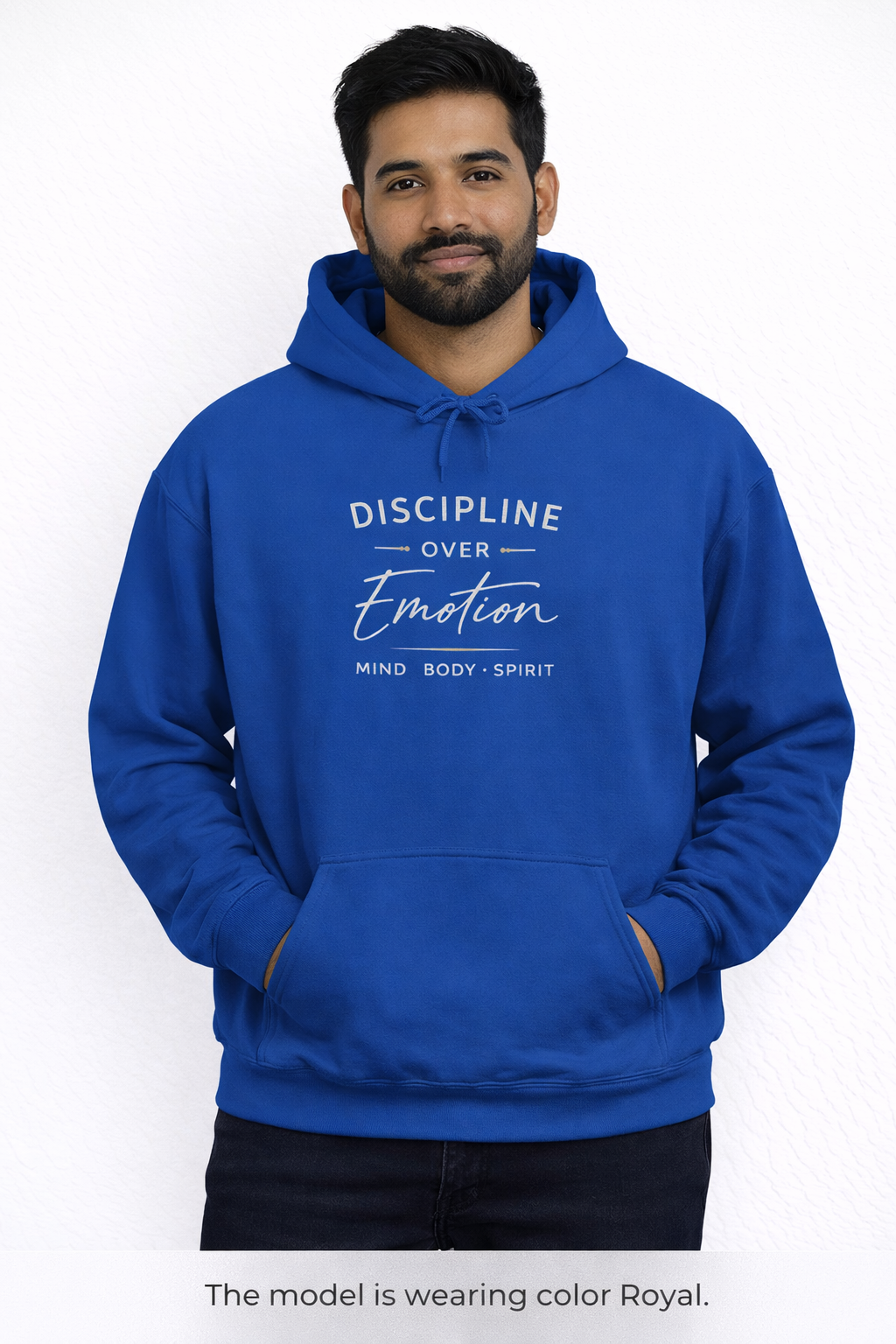 Mens Discipline Over Emotion Hoodie — Mind Body Spirit Motivational Pullover