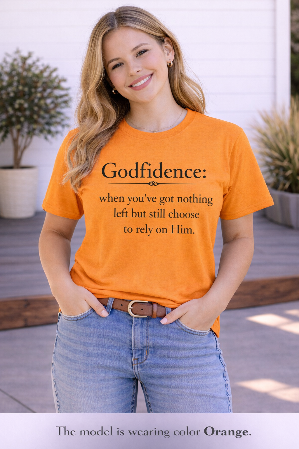 Godfidence T-Shirt — "Godfidence: when you've got nothing left but still choose to rely on Him." Christian Faith Tee