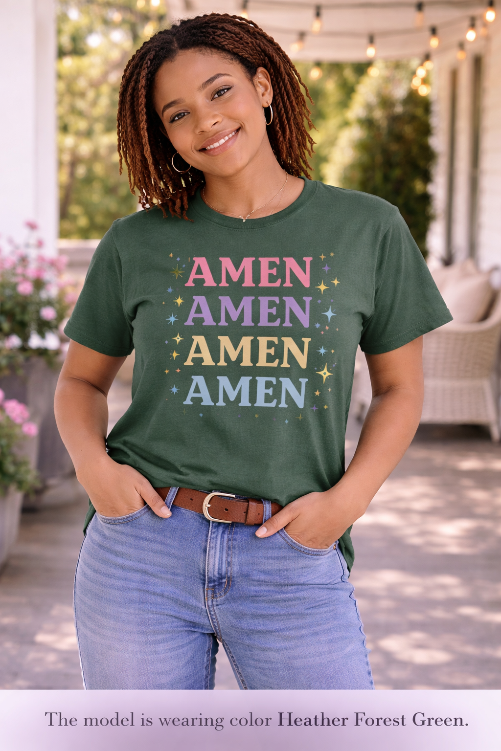 Amen Stack Retro Graphic T-Shirt — Colorful Faith Tee