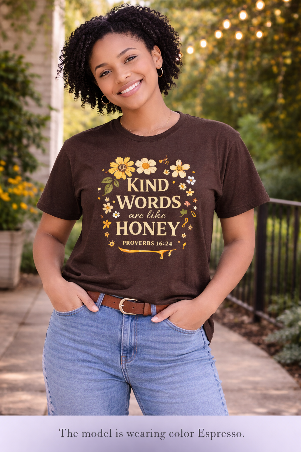 Kind Words Are Like Honey T‑Shirt — Proverbs 16:24 Floral Inspirational Tee