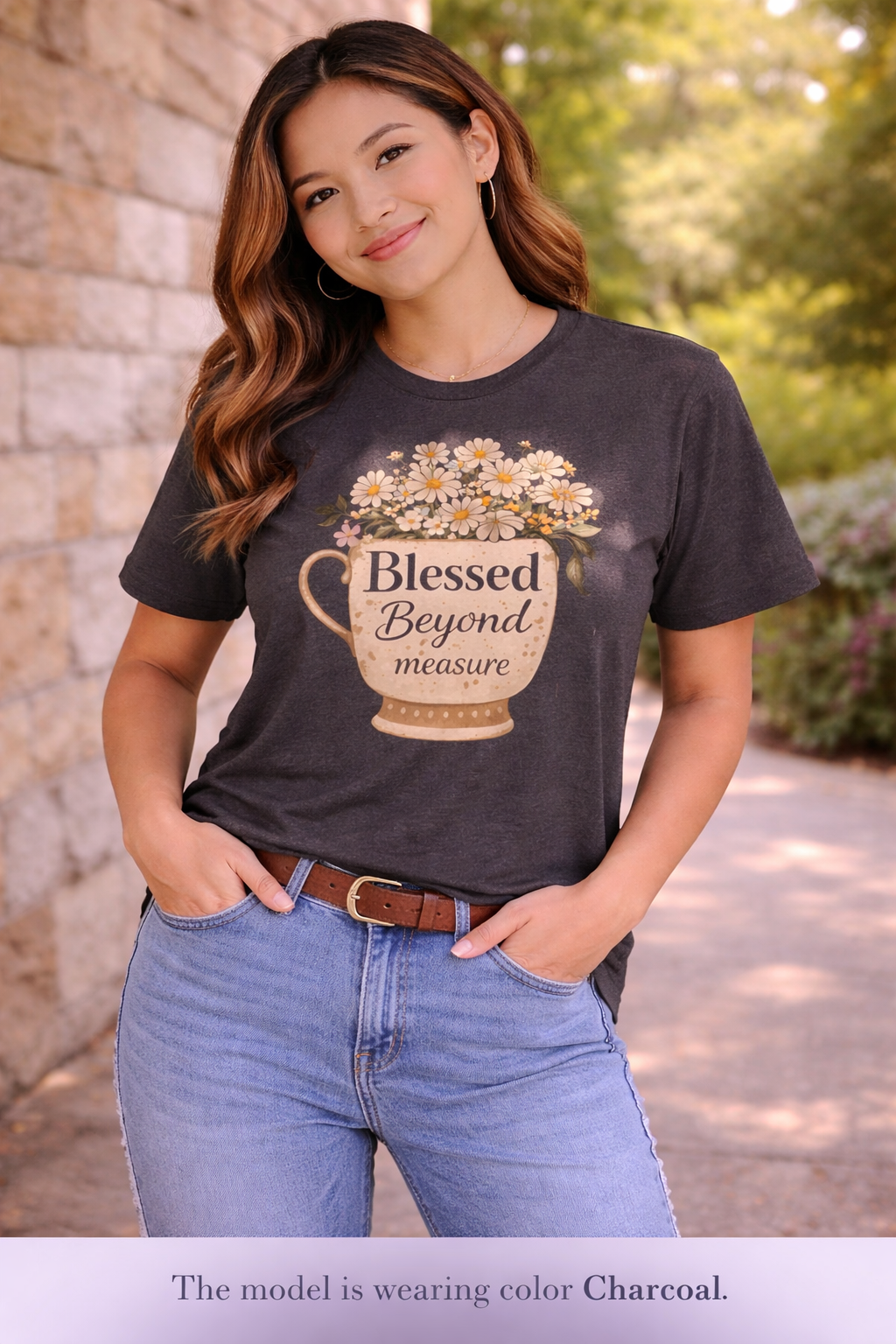 T-Shirt — "Blessed Beyond Measure" Floral Bouquet Tee